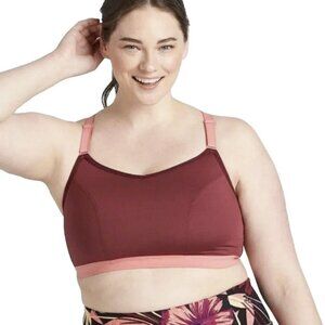 Livi Active Lane Bryant Sport Bra Unlined No Wire Red Strappy X Back 18 20 2XL